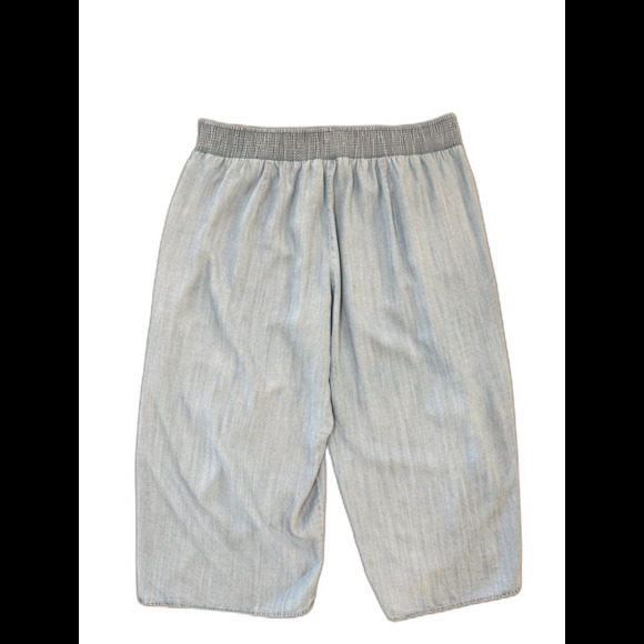 Cato Chambray Wide Leg Cropped Pants Tulip Hem High Rise Pull On 22/24W Plus - Picture 3 of 10